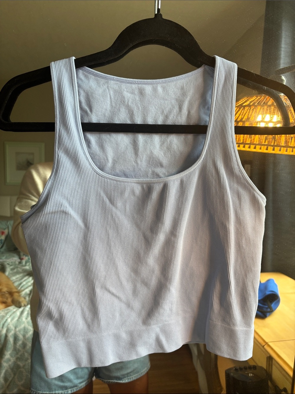DSG Light Blue Ribbed Tank Top - Women's Casual Square Neck